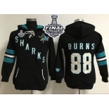 San Jose Sharks #88 Brent Burns Black 2016 Stanley Cup Final Patch Women's Old Time Heidi Hoodie NHL Hoodie