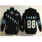 San Jose Sharks #88 Brent Burns Black Women's Old Time Heidi Hoodie NHL Hoodie