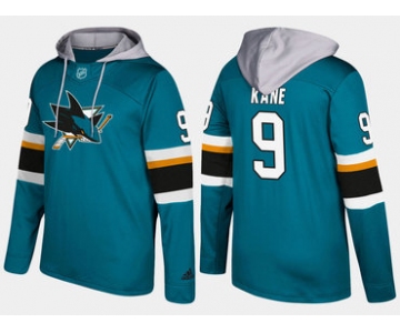 Adidas San Jose Sharks 9 Evander Kane Name And Number Teal Hoodie