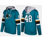 Adidas San Jose Sharks 48 Tomas Hertl Name And Number Teal Hoodie