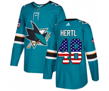 Adidas San Jose Sharks #48 Tomas Hertl Teal Home Authentic USA Flag Stitched Youth NHL Jersey