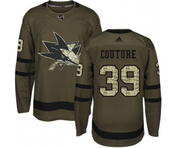 Adidas San Jose Sharks #39 Logan Couture Green Salute to Service Stitched Youth NHL Jersey