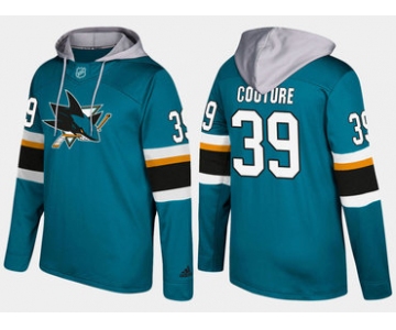 Adidas San Jose Sharks 39 Logan Couture Name And Number Teal Hoodie