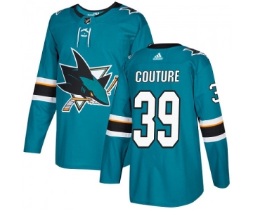 Adidas Sharks #39 Logan Couture Teal Home Authentic Stitched NHL Jersey