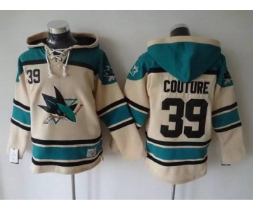 Men's San Jose Sharks #39 Logan Couture Old Time Hockey Cream Hoodie