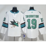 Adidas San Jose Sharks #19 Joe Thornton White Road Authentic Stitched NHL Jersey