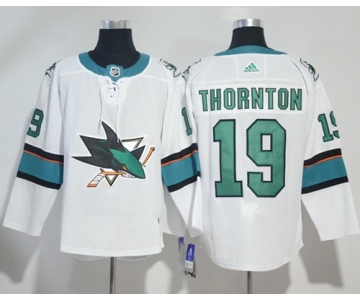 Adidas San Jose Sharks #19 Joe Thornton White Road Authentic Stitched NHL Jersey
