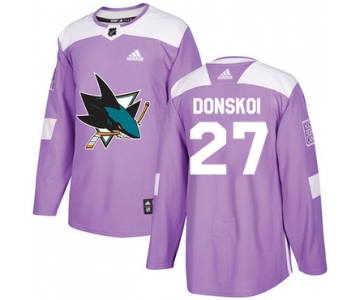 Adidas Sharks #27 Joonas Donskoi Purple Authentic Fights Cancer Stitched NHL Jersey