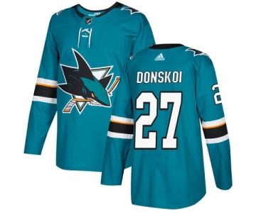 Adidas Sharks #27 Joonas Donskoi Teal Home Authentic Stitched NHL Jersey