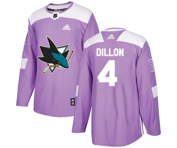Adidas Sharks #4 Brenden Dillon Purple Authentic Fights Cancer Stitched NHL Jersey
