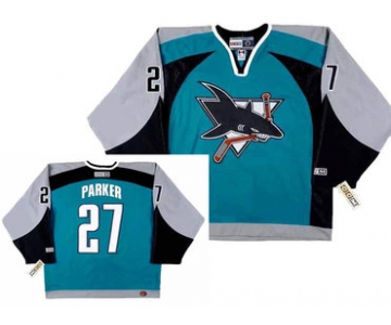 Men's San Jose Sharks #27 SCOTT PARKER 2003 CCM Throwback NHL Home Hockey Jersey