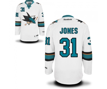 Men's San Jose Sharks #31 Martin Jones White Premier Away Jersey