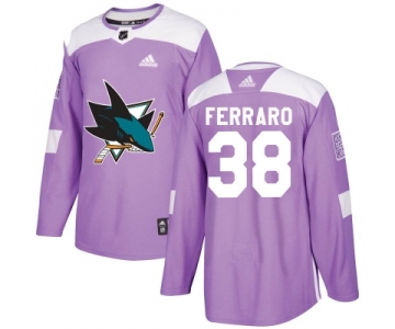 Men's San Jose Sharks #38 Mario Ferraro Adidas Hockey Fights Cancer Authentic Purple Jersey