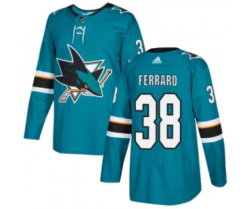 Men's San Jose Sharks #38 Mario Ferraro Adidas Home Authentic Teal Jersey
