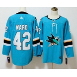 Men's San Jose Sharks #42 Joel Ward Teal Blue 2017-2018 Hockey Stitched NHL Jersey