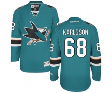 Men's San Jose Sharks #68 Melker Karlsson Teal Green Home Jersey