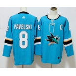 Men's San Jose Sharks #8 Joe Pavelski Teal Blue 2017-2018 Hockey Stitched NHL Jersey