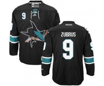 Men's San Jose Sharks #9 Dainius Zubrus Black Third Jersey