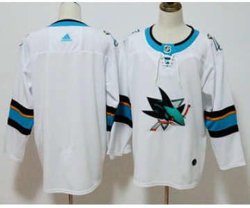 Men's San Jose Sharks Blank White 2017-2018 Hockey Stitched NHL Jersey