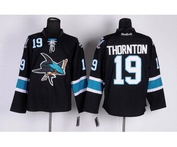 San Jose Sharks #19 Joe Thornton Black Third Jersey
