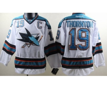 San Jose Sharks #19 Joe Thornton White Jersey