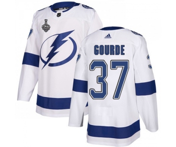 Adidas Lightning #37 Yanni Gourde White Road Authentic 2020 Stanley Cup Final Stitched NHL Jersey