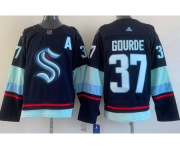 Men's Seattle Kraken #37 Yanni Gourde Navy Authentic Jersey