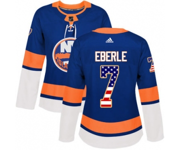 Adidas New York Islanders #7 Jordan Eberle Royal Blue Home Authentic USA Flag Women's Stitched NHL Jersey