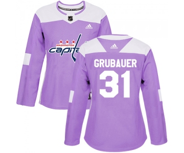 Adidas Washington Capitals #31 Philipp Grubauer Purple Authentic Fights Cancer Women's Stitched NHL Jersey