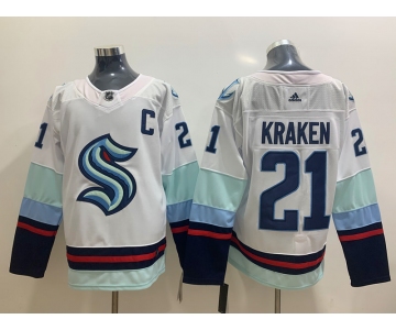 Men's Seattle Kraken #21 Kraken White Stitched Adidas NHL Jersey