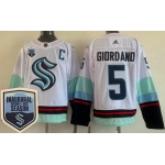 Men's Seattle Kraken #5 Mark Giordano White 2021-22 Season Inaugural Authentic Jersey