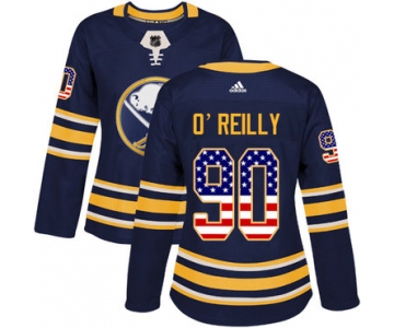 Adidas Buffalo Sabres #90 Ryan O'Reilly Navy Blue Home Authentic USA Flag Women's Stitched NHL Jersey