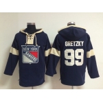 2014 Old Time Hockey New York Rangers #99 Wayne Gretzky Navy Blue Hoodie