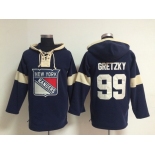 2014 Old Time Hockey New York Rangers #99 Wayne Gretzky Navy Blue Hoodie