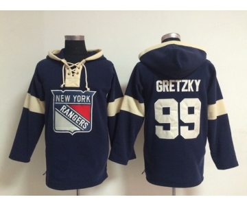 2014 Old Time Hockey New York Rangers #99 Wayne Gretzky Navy Blue Hoodie