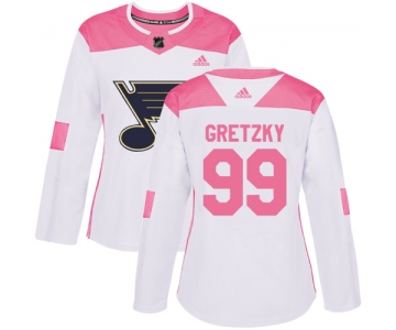 Adidas St.Louis Blues #99 Wayne Gretzky White Pink Authentic Fashion Women's Stitched NHL Jersey