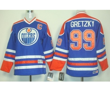 Edmonton Oilers #99 Wayne Gretzky Royal Blue Throwback CCM Kids Jersey