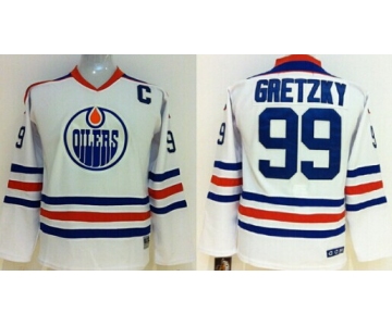 Edmonton Oilers #99 Wayne Gretzky White Throwback CCM Kids Jersey