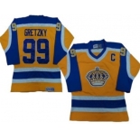 Los Angeles Kings #99 Wayne Gretzky Yellow With Purple Throwback CCM Jersey