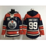 Men's Edmonton Oilers #99 Wayne Gretzky Old Time Hockey Navy Blue Hoodie