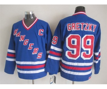 New York Rangers #99 Wayne Gretzky 1993 Light Blue Throwback CCM Jersey