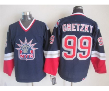 New York Rangers #99 Wayne Gretzky Navy Blue Throwback CCM Jersey