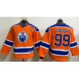 Youth Edmonton Oilers #99 Wayne Gretzky 2015 Orange CCM Vintage Throwback Jersey