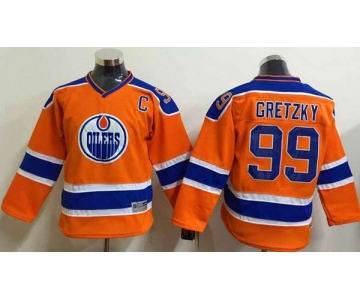 Youth Edmonton Oilers #99 Wayne Gretzky 2015 Orange CCM Vintage Throwback Jersey