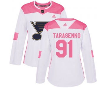 Adidas St.Louis Blues #91 Vladimir Tarasenko White Pink Authentic Fashion Women's Stitched NHL Jersey