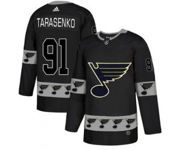 Men's St. Louis Blues #91 Vladimir Tarasenko Black Team Logos Fashion Adidas Jersey