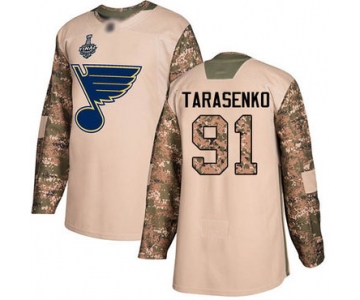 Men's St. Louis Blues #91 Vladimir Tarasenko Camo Authentic 2017 Veterans Day 2019 Stanley Cup Final Bound Stitched Hockey Jersey