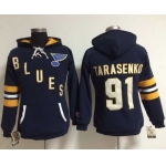 St. Louis Blues #91 Vladimir Tarasenko Navy Blue Women's Old Time Heidi NHL Hoodie