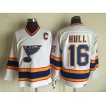 Men's St. Louis Blues #16 Brett Hull 1998-99 White CCM Vintage Throwback Jersey