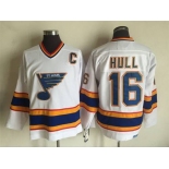Men's St. Louis Blues #16 Brett Hull 1998-99 White CCM Vintage Throwback Jersey